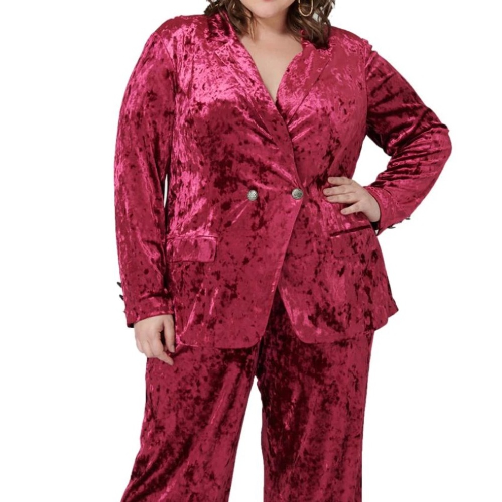 Double Button Crushed Velvet Jacket